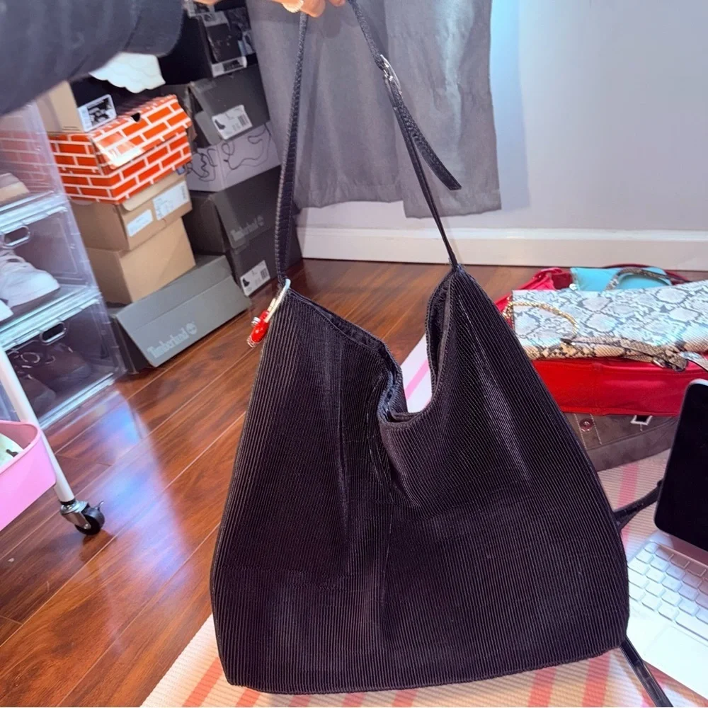PrettyLittleThing Black Hobo Bag with Heart Charm
